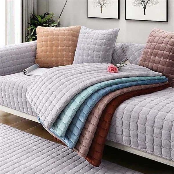 Autumn winter Soft plush sofa cover Thicken Flannel Couch Towel Cushion Blanket for Living Room Decor Corner Sofa Slipcovers 1pc 211116