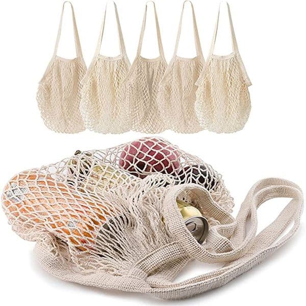 Reusable Produce Bag Grocery Cotton Mesh Market String Net Shopping Hand Totes Fruits Vegetables Hanging Bags B2