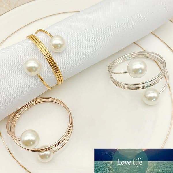 6pcs/lot Creative personality metal napkin ring the toast button ring napkin western buckle napkin ring pearl meal