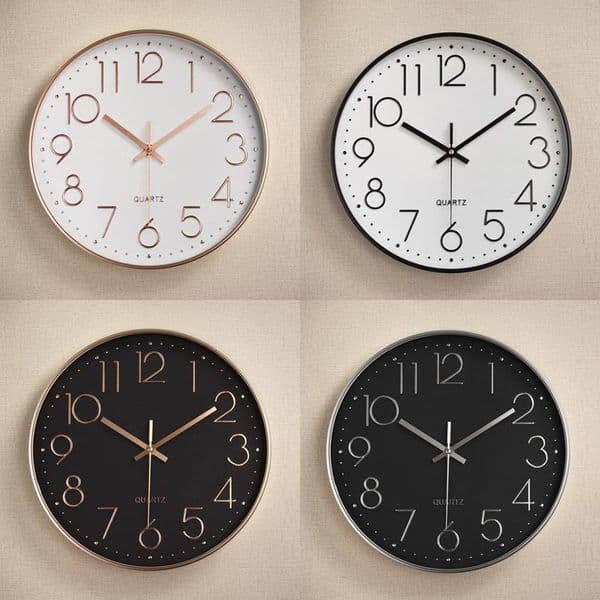 12 Inches Round Mute Digital Scale Wall Clock 3D Living Room Bedroom Walls Clocks Home Rooms Decor Hanging Punch