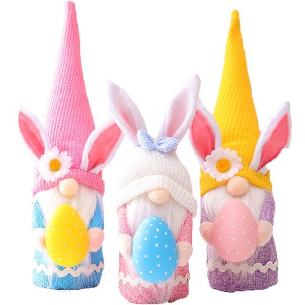 Easter Ornaments Handmade Faceless Plush Doll Gnome Bunny with Easter Egg Home Decor Spring Gifts for Kids JK2102XB