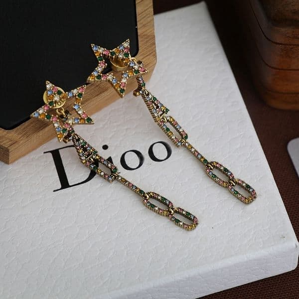 Luxury Jewelry Earring Letter Earrings for Women New Star Color Diamond Style Tassel Earrings