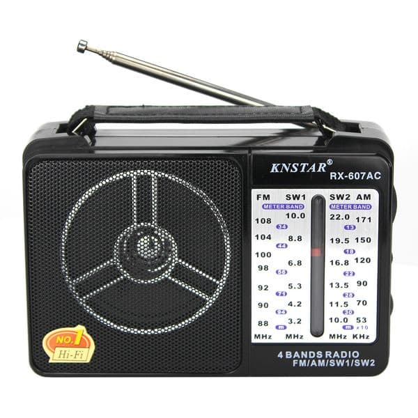 RX-607AC 4-Band Radio FM/AM/SW1/SW2 Retro Mini Portable Speaker for Elder Women Men Kids with Handle Antenna