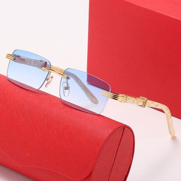 luxury designer sunglasses mens Eyeglasses frames temples with gold Metal Frameless rectangular Rimless wood shape man sunglasses for women eyeglass eyewear