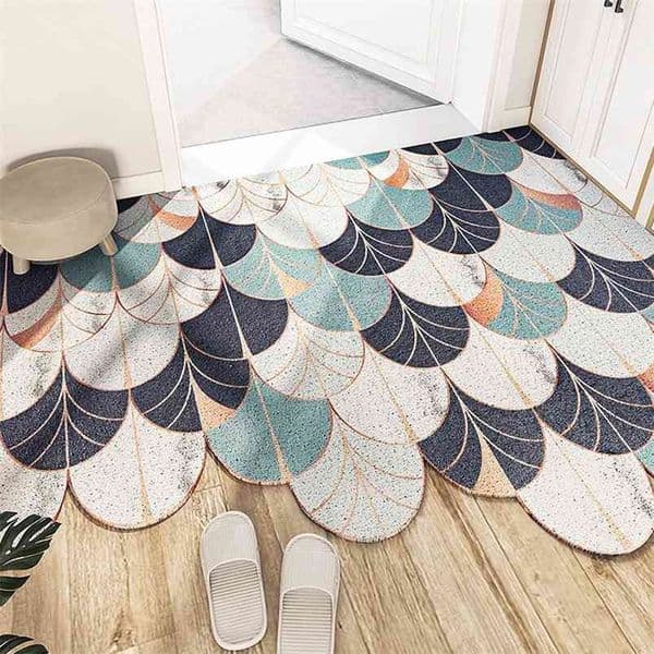 2026 New Nordic Geometric Waterproof Floor Mat Wear Resistant Home Entrance Doormats DIY Cutting Door Rug Non Slip Bathroom Rugs 210917 Free