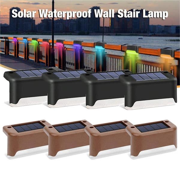 Solar Deck Lights LED Stair Step Fence Path Lamp Outdoor IP65 Waterproof Wall Light for Balcony Pathway Fences Garden Walkway