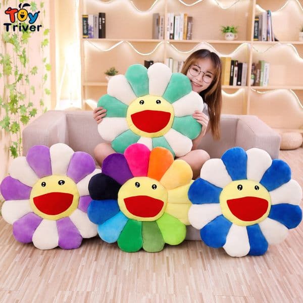 Bands Sun Flower Plush Toy Stuffed Doll Cat Pet Cushion Mat Pillow Home Bedroom Car Shop Restaurant Decor Girl Gift