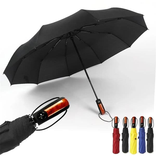 Wooden Folding Automatic Umbrella Rain Women Men Windproof Compact Travel Car Male Auto Open/Close 210721