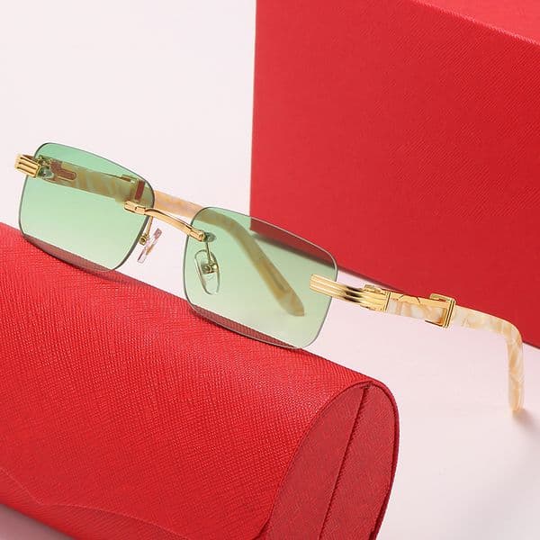 Mens Designer Sunglasses Women Eyeglasses Frames Green Lenses Sunglass buffalo horn eyeglass rimless gold metal frame unisex man wood luxury brand glasses eyewear