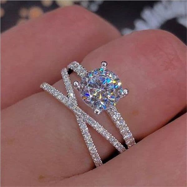 Vecalon Handmade cross Promise Ring 925 sterling silver bijou Pave Cz Engagement Wedding Band rings for women Jewelry