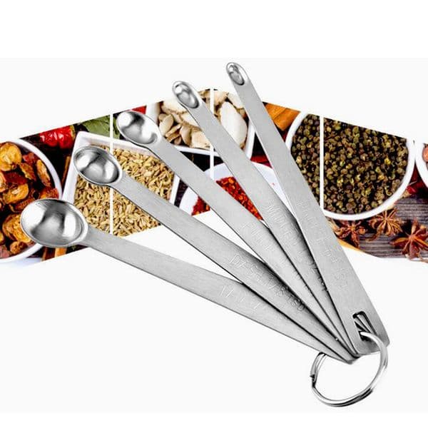 Set Of 5 Stainless Steel Round For Measuring Liquid And Dry Ingredients Drop Smidgen Pinch Dash Tad Spoons Dh8560 B2