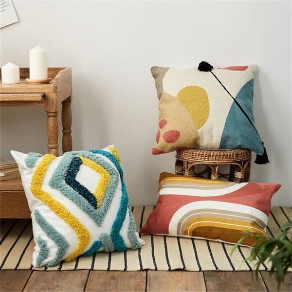 Home decoration Cushion Tufted Pillow Cover 45x45cm/30x50cm Color Block For Sofa Chair Living Bed Room 210317