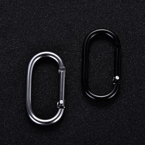 Oval Carabiners Snap Hook Aluminum Alloy 50x25mm in Black and Gray for Water Bottle Keys Agricultural Hook Daily Use DH9687