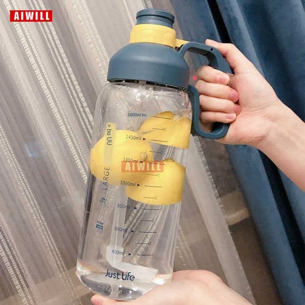 AIWILL Tritan Graduated Plastic Cup Large Capacity 1.8L Portable Water Bottle Straw Space Cup Outdoor Sports Kettle BPA FREE 211013