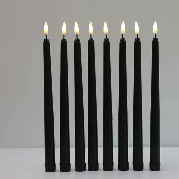 8 Pieces Black Flameless Flickering Light Battery Operated LED Christmas Votive Candles,28 cm Long Fake Candlesticks For Wedding L26052209