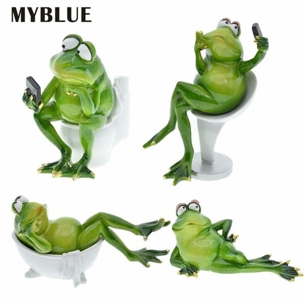 MYBLUE Kawaii Artificial Animal Resin Frogs In Comfortable Life Figurines Home Room Decorations Accessories Modern Crafts 211108