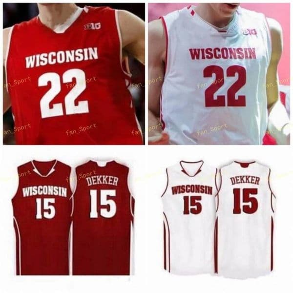 NCAA College Wisconsin Badgers Basketball Jersey 33 Taylor Currie 34 Brad Davison 35 Nate Reuvers 44 Frank Kaminsky Custom Stitched