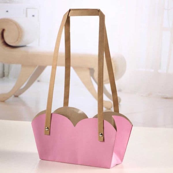 Wholesale Creative Waterproof Flower Packing Bags Kraft Paper Bonsai Package Plant Pot Carrier With Paper Rope Wasserdichte Blumenverpackungstaschen