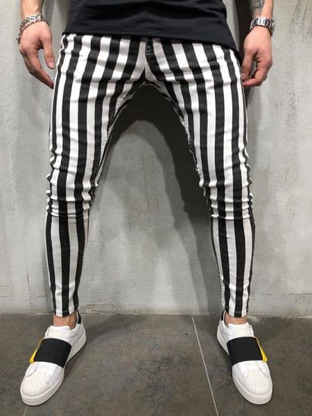 Black and White Stripes Mens Joggers Casual Pants Fitness Men Sportswear Tracksuit Bottoms Skinny Sweatpants Trousers T200102