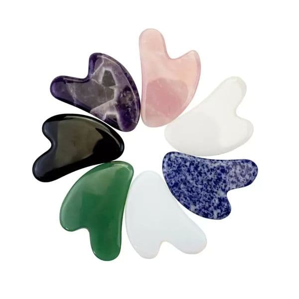 Natural Jade Scraping Board Party Favor Heart Shaped Crystal Stone Facial Massager Gua Sha Boards Jades Roller CG001