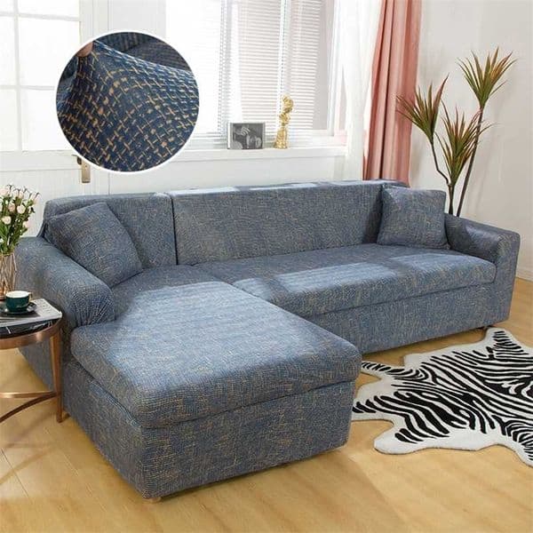 Square lattice Printed Sofa Covers for Living Room Furniture Protector Anti-dust Elastic Stretch L-shape Corner 211116