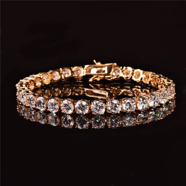 Mens Iced Out Tennis Chain Gold Silver Bracelet Fashion Hip Hop Bracelets Jewelry 3/4/5mm 7/8inch
