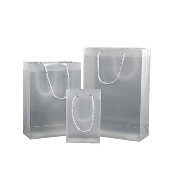 2021 NEW 8 Size Frosted PVC plastic gift bags with handles waterproof transparent PVC bag clear handbag party favors bag custom logo