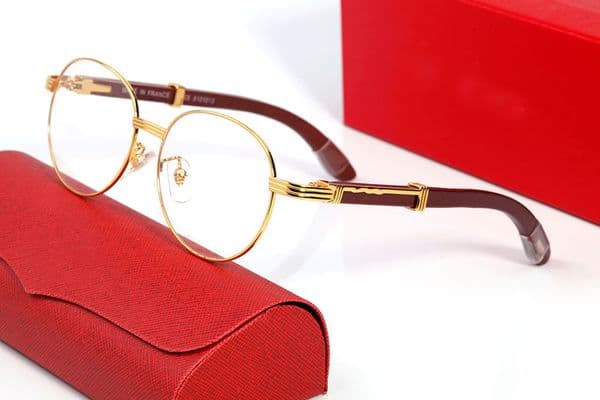 Luxury Designer Sunglasses for Women Mens Round MILLIONAIRE Sunglass Wave Carving Wooden Frame Vintage Eyeglass Polarized Man Shiny Gold Metal Woman Eyeglasses
