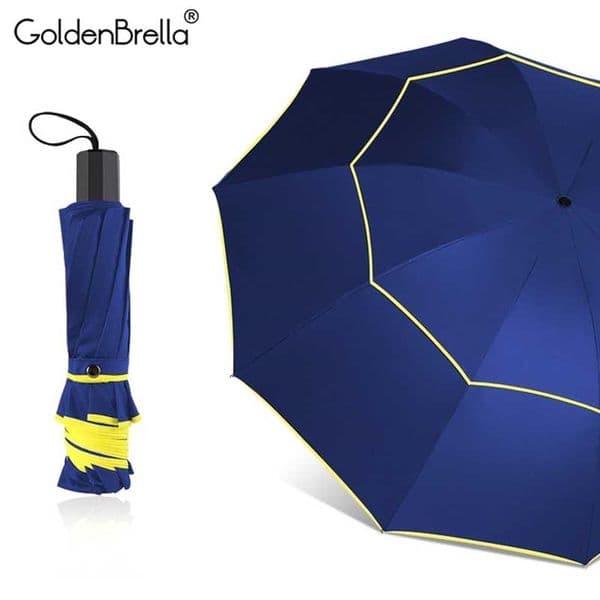 Quality Big 130cm Double Layer Folding Rain Women 10Ribs Windproof Paragua Fashion Business large Umbrella Men 210320
