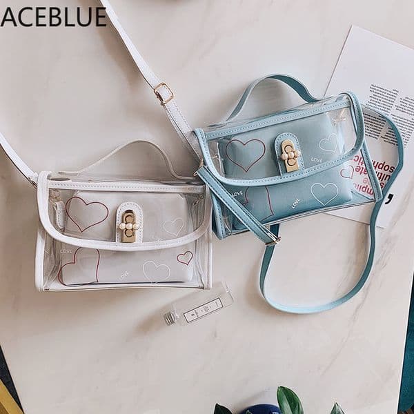 Women's Transparent Shoulder Bags PVC Candy Colors Elegant Casual All Match Handbags Summer Autumn New Removable