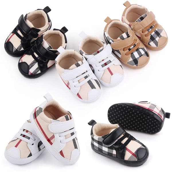 New Children's Spring and Autumn Models 0-1 Year Old Toddler Fashion Lattice Soft Sole Comfortable Baby Shoes