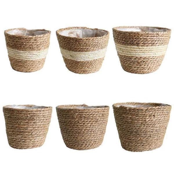 Nordic Handmade Straw Storage Basket Indoor Outdoor Flower Pot Plant Container Home Living Room Bedroom Decoration 210615 B2