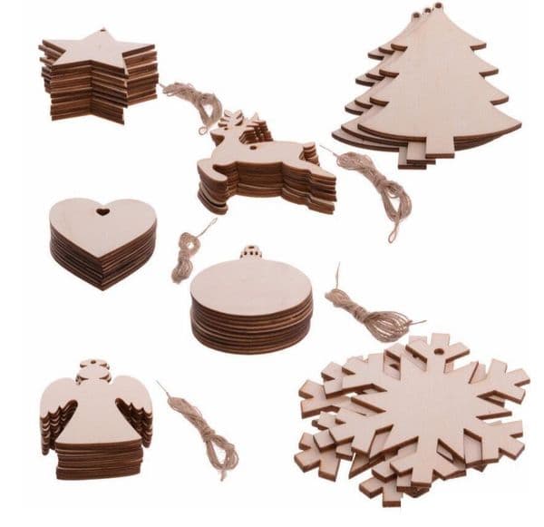 10pcs/Lot Christmas Tree Ornaments Wood Chip Snowman Tree Deer Socks Hanging Pendant Ornaments Christmas Decoration Xmas Gift