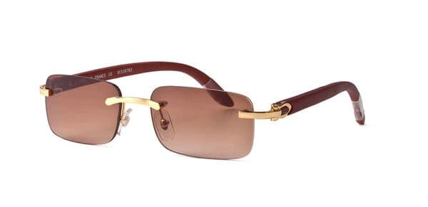 Luxury Designer Sunglasses for Women Mens Brown Frameless Polarized Sunglasses Men Driving Shades Male Sun Glasses Vintage Travel Fishing Wooden UV400 Eyeglasses