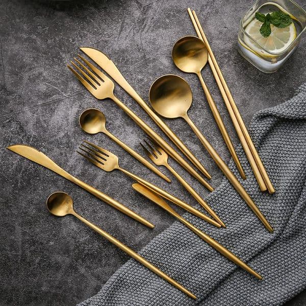 Dinnerware Sets 304 Stainless Steel Gold Cutlery Set Dinner Fork Knife Spoon Chopsticks Silverware Tableware