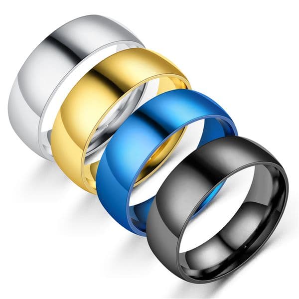 Delicate 316L Stainless Steel Ring for Men Women Smooth Surface Rings Cool Gold Silver Black Band Ring Wedding Party Jewelry Gift Anti-allergic Titanium Rings