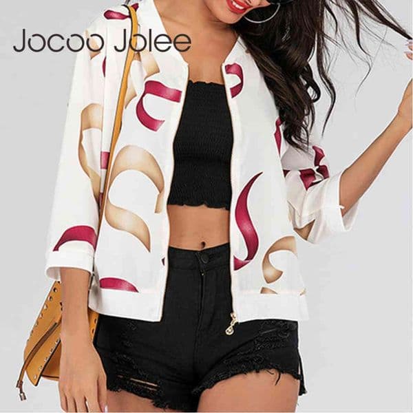 Women Fashion Pattern Print Bomber Jackets Autumn Vintage Leopard Coats Casual Zipper Basic Streetwear 210428