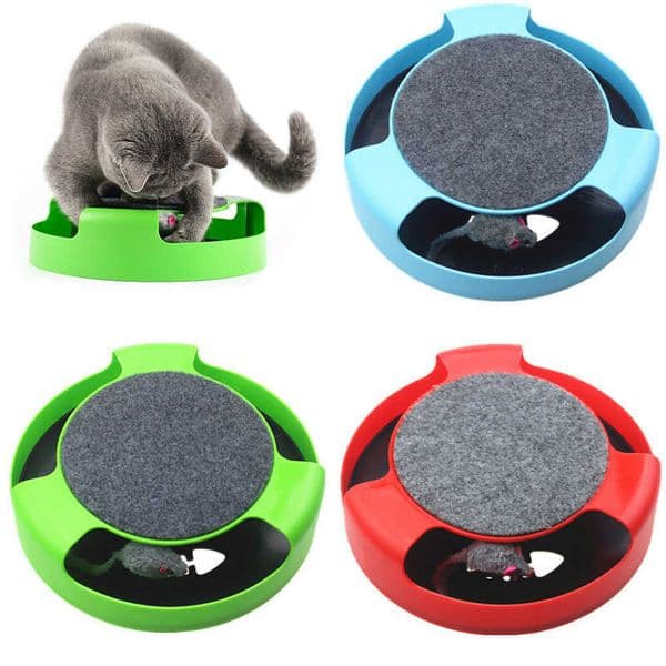 Pet Automatic Toy Tease Cats Interactive Mouse Running Along The Track Turntable Toy Smart Teasing Cat Stick Crazy Game Cat Toy 210929