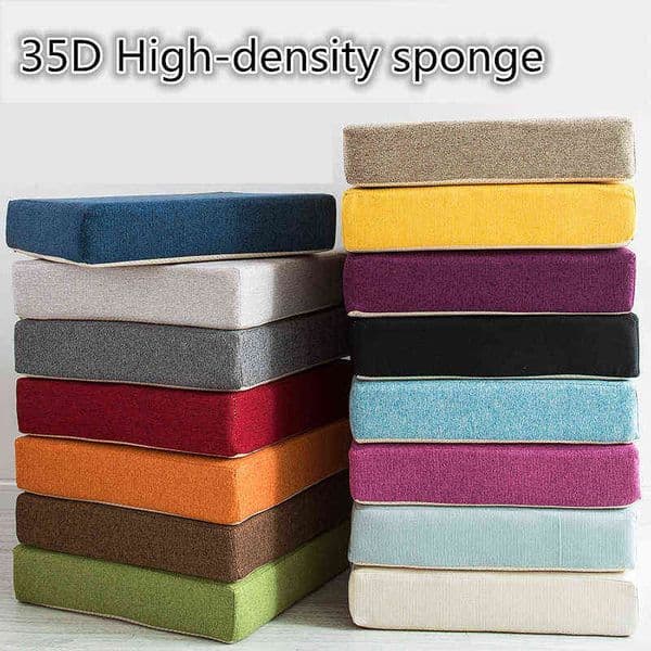 Square Thicken 35D High-density Sponge Cushion Living Room Sofa Linen Cushion Chair Back Cushion Thickness 8CM Office Chair Mat 211110