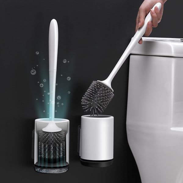 Silicone TPR Toilet Brush and Holder Quick Drain Cleaning Brush Tools For Toilet Household WC Floor Bathroom Accessories Sets 210329