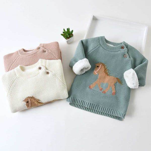 IENENS Kids Boys Girls Sweaters Clothes Baby Toddler Warm Sweater Coats Children Cartoon Thicken Tops Wool Pullovers Clothing L260529