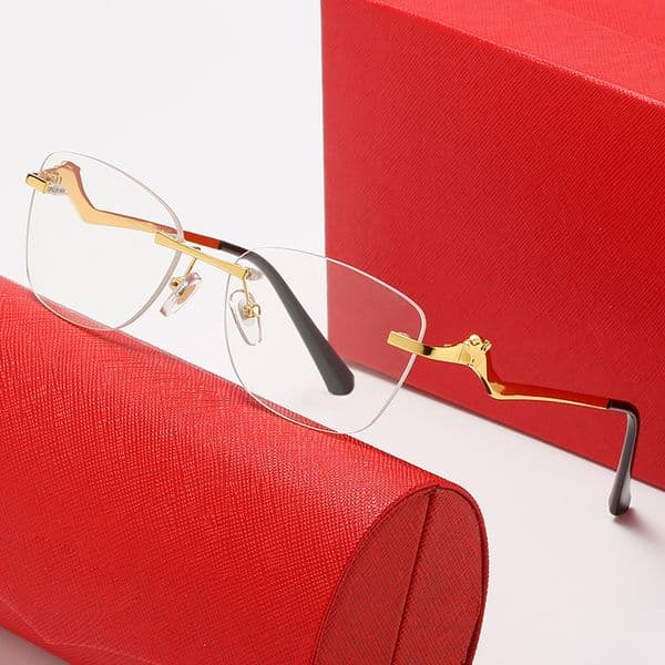 Fashion Sunglasses Frames Designer Sunglasses Womens Rimless Polarized uv Prescription Optical Glasses Irregular Bend Metal Frame Sunglass female Mens Eyewear