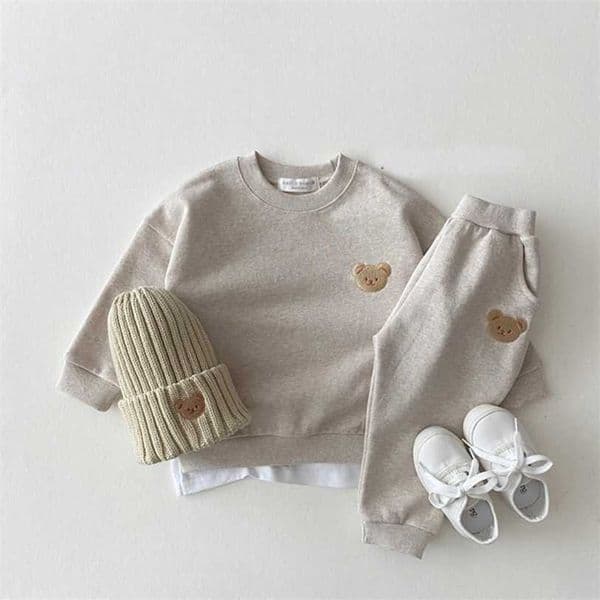2026 New Fashion Toddler Baby Boys Girl Fall Clothes Sets Clothing Set Kids Sports Bear Sweatshirt Pants 2Pcs Suits Outfits Designer