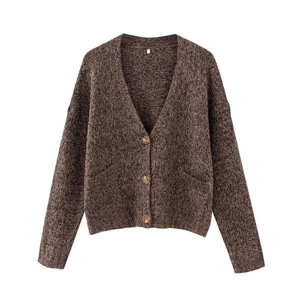women soft loose wool sweater winter fashion ladies full sleeve V-neck single breasted sweaters elegant female vintage 210521