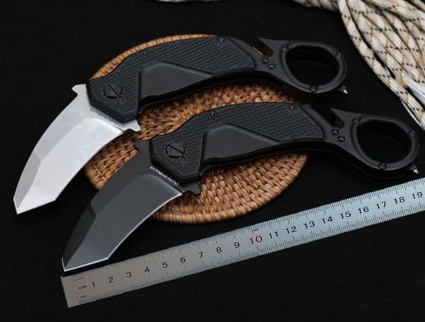 High Quality Flipper Folding Blade Claw Knife N690 Black Titanium Coated / White Stone Wash Blade folding knife Aluminum Handle Karambit Knives