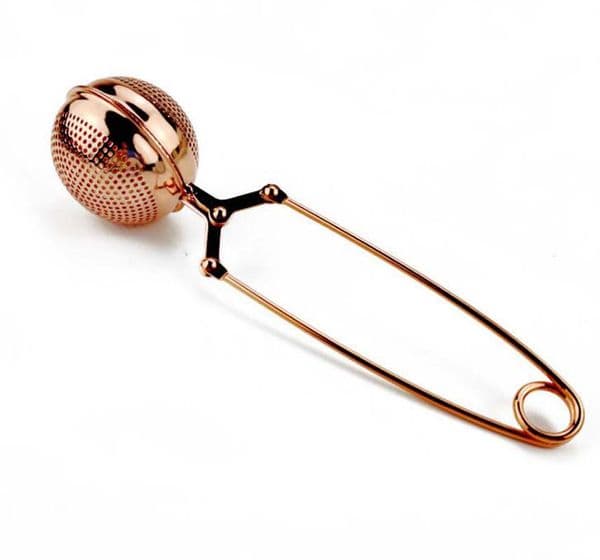 50pcs 304 Stainless Steel Tea Strainer Filter Diffuser Fine Mesh Infuser Ball Shape Coffee Cocktail Food Reusable Rose Gold Color