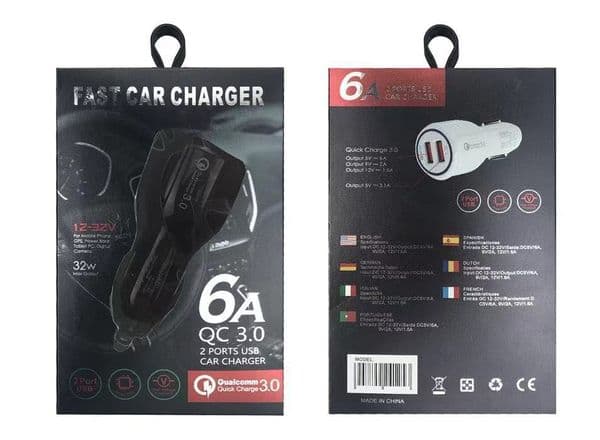 with box QC 3.0 Dual Usb Port Car chargers High Speed Quick Charging 3.1A Adapter for iphone samsung s8 s10 android phone