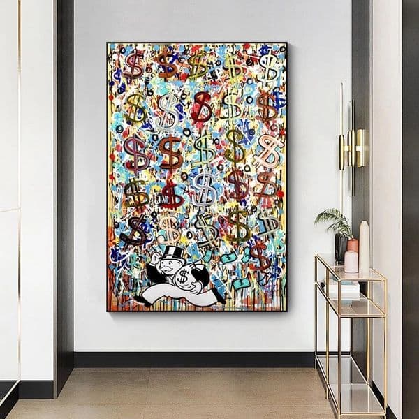 Dollar Abstract Graffiti Art Funny Alec Posters and Prints Canvas Paintings Wall Art Pictures for Living Room Home Decor Cuadros (No Frame)