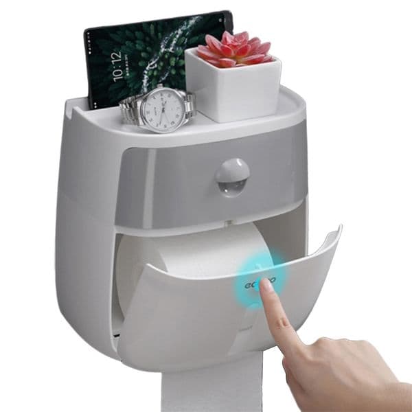 Bathroom Waterproof Tissue Plastic Toilet Holder Wall Mounted Storage Box Roll Paper Organizer Shelf Rack 210330