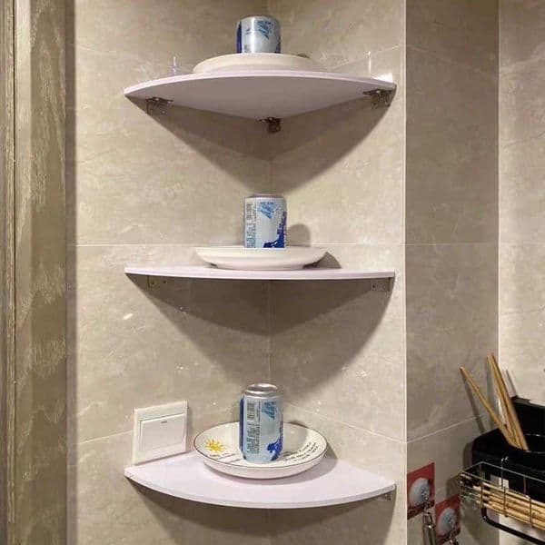 18/20/24 White 3 Pcs Floating Wall Corner Shelf Wall Mounted Storage Rack Bathroom Shower Holder Home Bookshelf Shelves Storage L260523